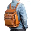 Mochila natural cowskin homens grandes sacos de laptop de couro genuíno mochilas de viagem para adolescente vintage