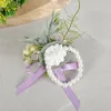 파티를위한 2 개의 Boutonnieres 손목 꽃 결혼 신랑 신랑 인공 코사지의 장식용 꽃 세트 기념일 기념일