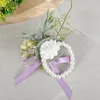 Dekorativa blommor uppsättning av 2 boutonnieres handledsblommor bröllop brudgummen brudgummen konstgjorda corsage för fester årsdagar