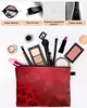 Cosmetic Bags Valentine's Day Rose Red Flower Heart Custom Travel Bag Portable Makeup Storage Pouch Women Waterproof Pencil Case