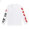 24SS Desginer Cdgs Hoodie Commes Des Garcons HEYPLAY Modemerk 19 Nieuw Rood Hart T-shirt met lange mouwen Heren en dames Ronde hals Katoenen onderkant Shirt Mouw Hartcoupl