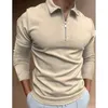 Langarm Herren Poloshirt Herbst Kleidung 2023 Mode Lässig Druck Lose Anliegende Reißverschluss Streifen Revers Pullover Männlich T-shirt 240124