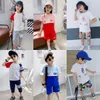 T-shirty Zestaw Baby Palm Summer Child Boys Stylist Stylist Cloth Cropped Spodnie Dzieci Młodzież maluch czysty bawełniany zestaw dwuczęściowy zestaw t6vr#