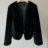 Women's Jackets 2024 Autumn Women Luxurious Mink V-Neck Faux Fur Coat O-Neck Long Sleve Solid Color Soft Short Jacket For Lady