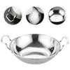 Casseroles rondes en acier inoxydable, accessoire de cuisine, marmite pour ustensiles de cuisine, Shabu-shabu, fournitures de poêles lisses, Wok en acier à usage quotidien