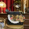 Evening Bags Light Luxury Leather Women's Handbag Retro National Style Color Painting Art Box Bag 2024 Single Shoulder Satchels