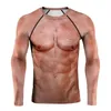Bodybuilder-Muskel-Simulation, 3D-gedruckt, für Herren, Sport, harter Kerl, stark, modisch, Rundhalsausschnitt, Hip-Hop, lässig, langärmelig, T-Shirt, Top 240201