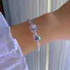 Charm armband eleganta färgglada kristallpärlor armband för kvinnor snyggt bownot staplande armband pärlor med handledskedja smycken bröllop gåva