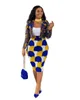 Blazer saia conjunto feminino multicolorido impressão lapela manga longa jaqueta curta casaco cintura alta midi ternos africanos duas peças outfit 240202