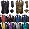 Hitie Black Men Silk Vest Paisley Jacquard Necktie Hankerchief Cufflinks Sets Male Sreeveless VneckWaistcoat Businessフォーマル240125