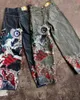 Y2K Hip Hop Punk broderie imprimé Baggy jean hommes artisanat lourd Style rétro pantalon à jambes larges Goth déchiré jean 240119