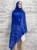 Roupas étnicas Dubai Primavera Lenço para Mulheres Muçulmanas Africano Chiffon Lantejoulas Bordado Hijab Pashmina Turban Islam Headscarf