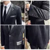 Мужские костюмы, кожаная куртка, осенний деловой повседневный смокинг, модный приталенный хулиганский красивый костюм, Блейзер, лучшая брендовая одежда 2024