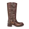 Bottes High Edition Family Knight Boucle de ceinture Talon épais Martin Femmes Longueur au genou Western Cowboy 230830