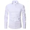 Men's Dress Shirts 2024 Men French Cuff Shirt Cufflinks White Long Sleeve Casual Buttons Male Brand Regular Fit Clothes
