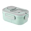 Stoviglie Portatile Sigillato Lunch Box Scomparto a 2 Strati Bambini Bento Snack a Prova di Perdite con Posate Contenitore di Stoccaggio Sicuro per Microonde