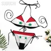 Women's Swimwear Women Syria Flag Bikini Swimsuit Sets Three Point Beachwear Swimming Bathing Beach Party Suits
