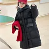 Down Jas 2024 Winter Warm Meisjes Lange Jas Mode Capuchon Tiener Parka Snowsuit Kinderen Bovenkleding Kleding 4-13Y T96