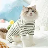 Trajes de gato Macacão de 4 pernas Roupas de ar condicionado com zíper listrado bolso sem cabelo gatinho outono e inverno roupas para animais de estimação