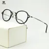 Solglasögon ramar vintage transparent titan optiska glas ramar män kvinnor runt myopia recept glasögon glasögon