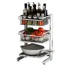 Kitchen Storage Lower Sink Vegetable Rack Multi-layer Stainless Steel Spice Holder Narrow Seam Corner Shelf Height Adjustable Pot