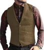 Gilets pour hommes Hommes Tweed Costume Robe formelle Gilet Herringbone Business Tuxedo Gilet Slim Fit Costume d'hiver Homme Blazer sans manches