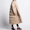 Winter Fashionable Large Size Cloak Foreign Trade New Down Jacket 90 White Duck Down Extended Thickened Women's Long Style Coat