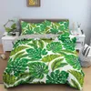 Tropical Plant Bedding Set Green Leaves Duvet Cover with Zipper Clre Comforter Queen King Full Polyester Quilt 240131
