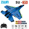 RC Plane SU35 24G With LED Lights Aircraft Remote Control Flying Model Glider EPP Foam Toys For Children Gifts VS SU57 Airplane 240118