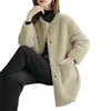 Jaquetas femininas imitação de lã de cordeiro casaco inverno estilo elegante partícula veludo integrado velo médio longo