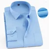 Men's Dress Shirts Mens Oversized 8XL 48 47 Long Sleeved Shirt Casual Twill Slim Fit Male Social Business Fashion Brand Solid Color