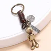 Keychains Vintage Style Movable Bronze Alloy Robot Charm Car For Male And Female Backpack Key Ring Pendant Keyrings