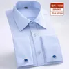 Men's Dress Shirts 2024 Men French Cuff Shirt Cufflinks White Long Sleeve Casual Buttons Male Brand Regular Fit Clothes