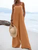 SpringSummer Ethnic Style Fashion Solid Color Wide Leg Jumpsuit Quick Sale Tongfa European and American Womens Cross 240130