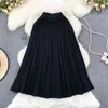 Röcke Minimalist Frauen 2024 Einfarbig Hohe Wasit Plissee Rock Falten Koreanischen Stil Alle-spiel A-line Kleidung Strickwaren Dropship