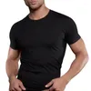Men's Suits A3122 Men Short Sleeve Black Solid Cotton T-shirt Gyms Fitness Bodybuilding Workout T Shirts Male Summer Casual Slim Tee Tops