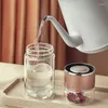 Wine Glasses Tea Water Bottle High Borosilicate Glass Double Wall Cup Portable Stainless Steel Filter