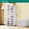 Shoe cabinet storage box folding shoe with door 216 compartment stackable transparent without installation 240130