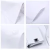 Men's Dress Shirts 2024 Men French Cuff Shirt Cufflinks White Long Sleeve Casual Buttons Male Brand Regular Fit Clothes