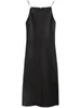 Casual Dresses Women Dress 2024 Spring/Summer Black Long Linen Sling Ladies