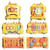 Bébé Montessori jouets WhacaMole pêche labyrinthe Puzzle marteau jeu musique multifonctionnel enfants Bus boîte de rangement éducatif 240202