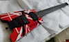 I Stock Eddie Edward Vanhalen 5150 Red White Black Band Huvudlös elektrisk gitarr Myoelektrisk pickup Trill Bridge Black Hardware