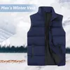 Herrtankstoppar står krage män Vest full dragkedja vinter med termisk ärmlösa jackor för tjockare