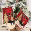 Decorazioni natalizie Anti-guanti Forno a microonde Tappetino isolante Decorazione toppa in tessuto scozzese per forniture per feste di Natale in casa