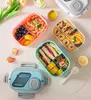 Stoviglie Portatile Sigillato Lunch Box Scomparto a 2 Strati Bambini Bento Snack a Prova di Perdite con Posate Contenitore di Stoccaggio Sicuro per Microonde