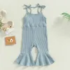 Trousers 1-5Years Toddler Baby Girl Summer Jumpsuit Sleeveless Tie Strap Ribbed Romper Bell Bottoms