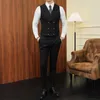 Gilet da uomo Marchio di abbigliamento Completo a spina di pesce Tweed di lana Gilet doppio petto Smoking Groomsmen per matrimonio 4XL 5XL