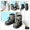 Designer Snow Boots Top Quality Nylon Apres-Ski Boots Women Platform Chunky Winter Warm Triangle Booties Black White Shoes With Box