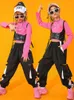 Scene Wear Kpop Girls Clothes Jazz Dance Costume Hip Hop Kids Performance Outfit Pink Crop Tops Black Pants Street BL9898