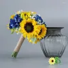 Dekorative Blumen Künstlicher Sonnenblumen-Brauthochzeitsstrauß - Romantische handgemachte Halteblume für Party-Heimdekoration